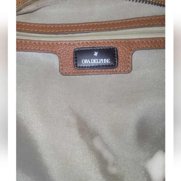 Ora Delphine Adele Brown/Tan Leather Double Handle Satchel - Picture 7 of 15